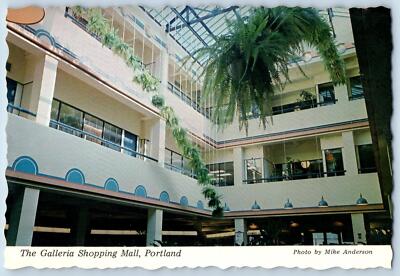 c1950's Portland Oregon Postcard The Galleria Shopping Mall Downtown Atrium Mall
