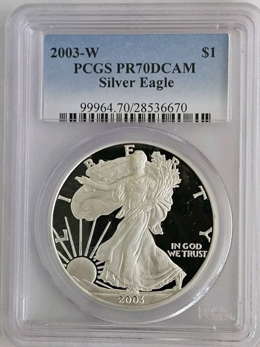 ✰ 2003-W WEST POINT 1 Oz PROOF American SILVER Eagle PCGS PF70 DCAM. LUSTROUS