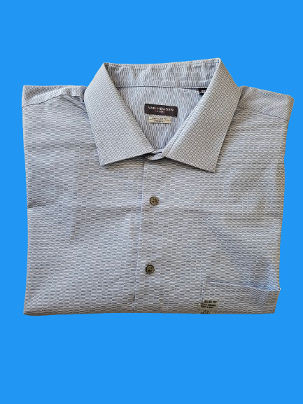 VAN HEUSEN FLEX REGULAR FIT STRETCH MEN'S LONG SLEEVE DRESS SHIRT - 18.5  (36/37)