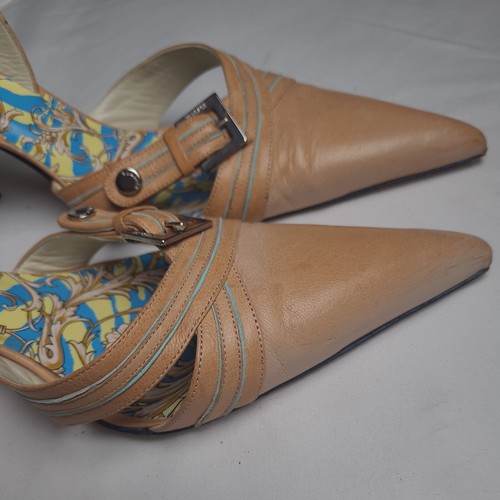 VERSACE WOMEN'S TAN LEATHER MEDUSA SANDALS VERO CUCIO EU 38 1/2 ,US 8.5 Italy - Picture 15 of 19