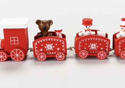 vintage” wooden Christmas train decoration Green Red White Price