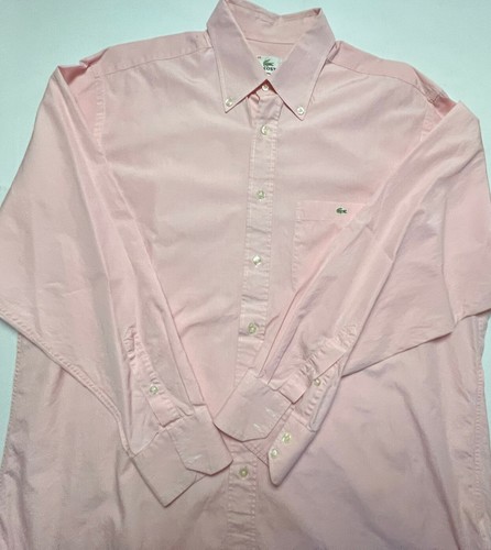 Lacoste Mens Pink Striped Long Sleeve Button Down Dress Shirt Size 45 - Picture 2 of 9