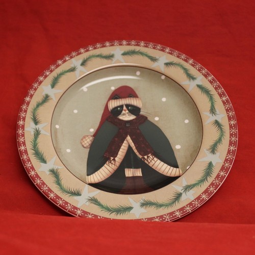 Oneida Holiday Cats Fiddlestixs Set of 4 Salad Dessert Plate Christmas Cat - Picture 4 of 6