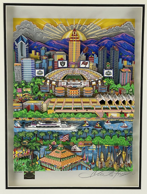 Super Bowl XXXVII: San Diego Charles Fazzino 3D FRAMED Buccaneers