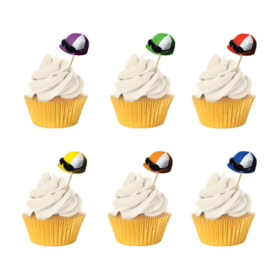 Beistle Horse Jockey Helmet Picks – 50 Pack, 3.25", Derby Birthday Party Decorations, Multicolor, 034689102670