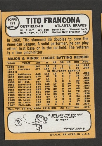1968 Topps Baseball Cards Scegli una carta a scelta 295-660 EX X-MT 1/25 Set Break - Foto 386 di 490