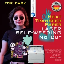 Heat Transfer Paper Laser Self-Weeding Trim Free Style for Dark A4 100 Sheets
