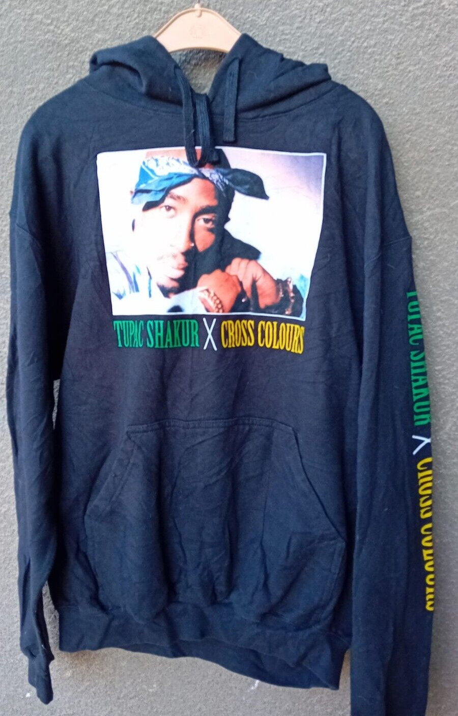 Tupac Shakur x Cross Colours Vtg Rap SWAG hoodie sz XL - Gem