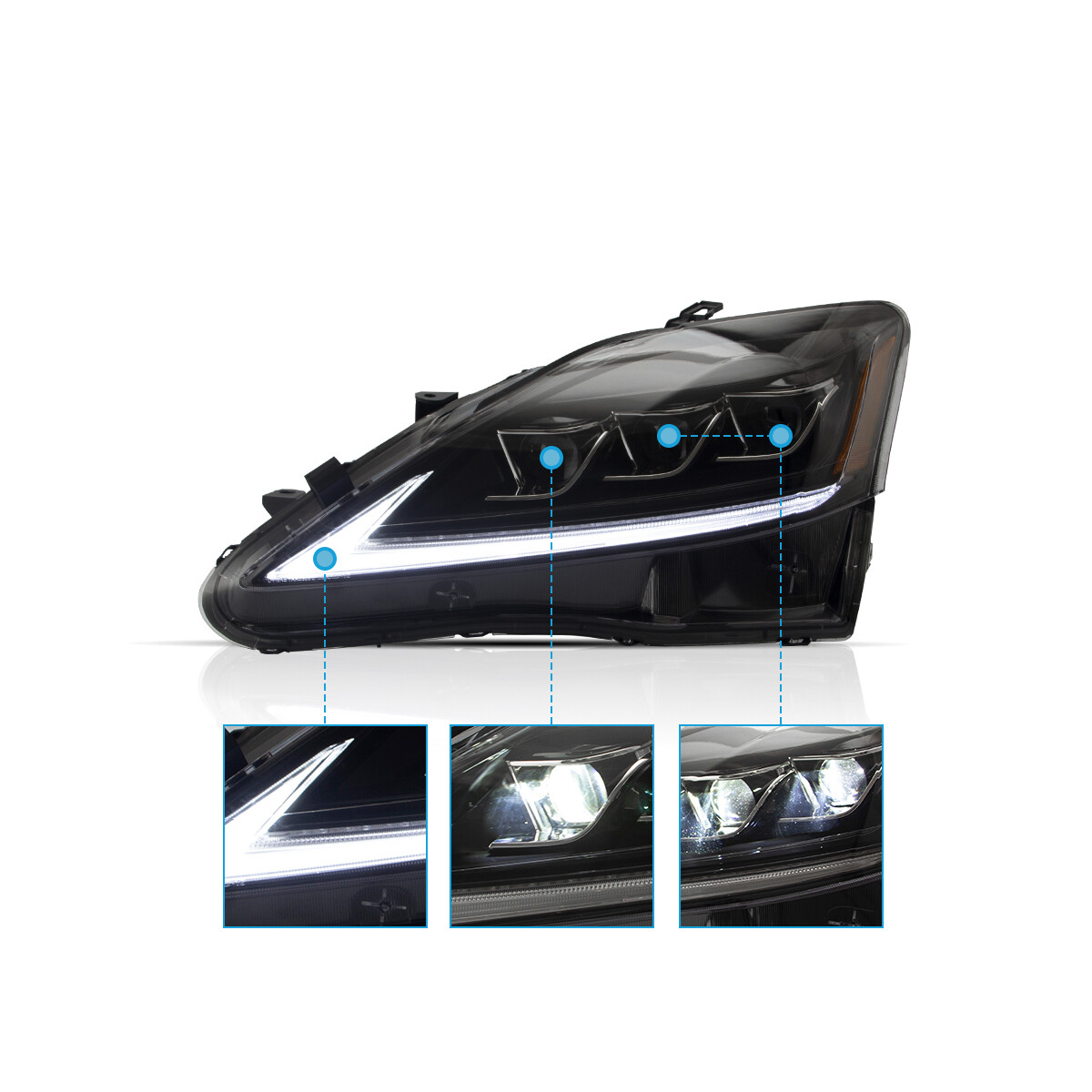 VLAND LED Headlight & Taillight Combo For Lexus IS250 IS350 ISF 2006-2013 (2 Pairs)