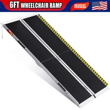 6 FT Folding Aluminum Wheelchair Ramp Portable Mobility Scooter Non-Slip 600 LBS