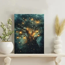 Dark Fantasy Forest Framed Canvas Stretched Ready to Hang 50x40 Home decor Gift