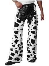 Unisex Cowboy Chaps Cow Print Long Pants with Tassels Rave  Halloween Cosplay