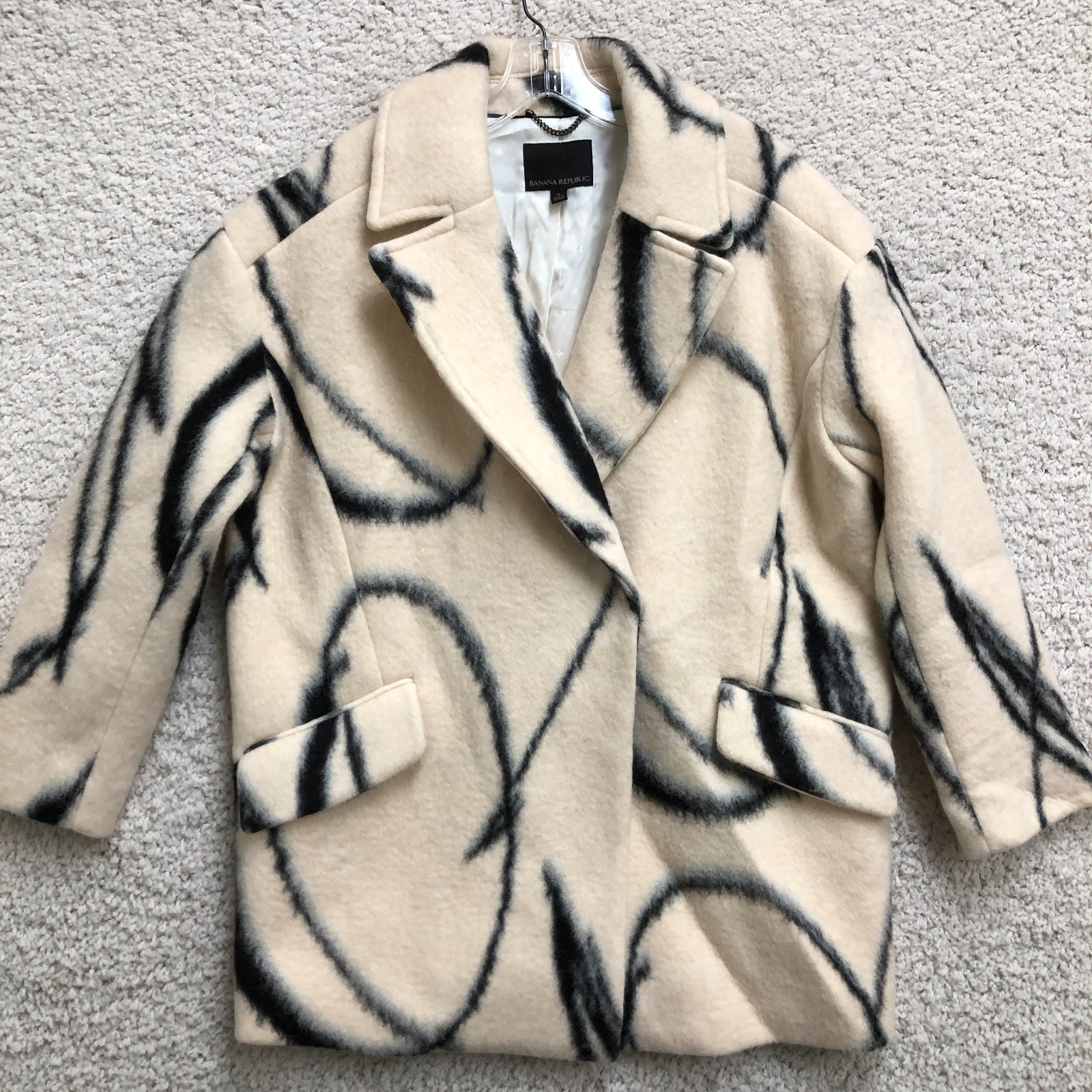 Banana Republic Blazer Small Adult Beige XO Cocoon Coat Alpaca 3/4 Sleeve Womens