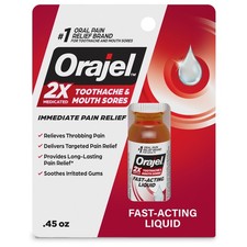 Orajel 2X Medicated Toothache Mouth Sores Liquid, 0.45 fl oz