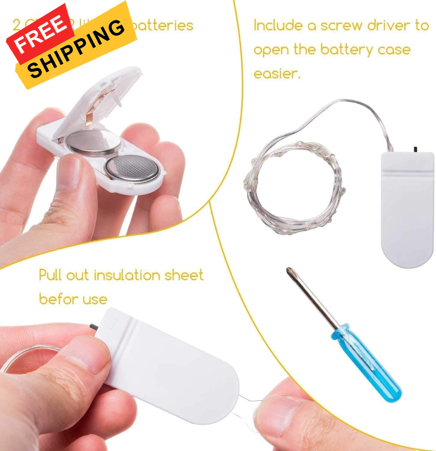 Minetom 12 Pack Fairy Lights Battery Operated 12 - No Timer, Warm White 