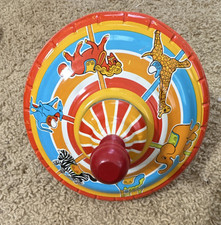 Ohio Art Vintage Tin Spinning Top Toy with Animal Graphics