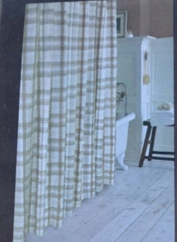 Cortina de ducha Sonoma Life + Style 72" X 72" Seersucker a cuadros topo y crema nueva en paquete Foto 2 de 4