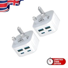 Dual USB C & A 40W Fast Charger - 2-Pack Multiport USB Charger for iPhone & iPad