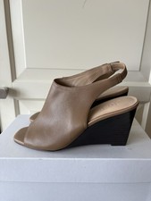Jones Bootmaker Tan Leather Peep Toe Mules - Size 37 / UK 4 - Worn Once