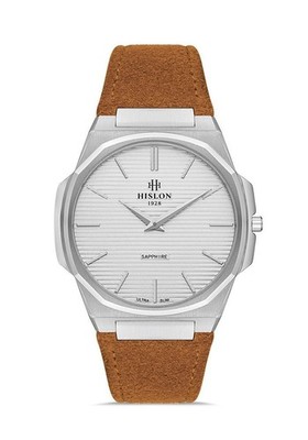 Hislon Men's watch CL127S-02KS Grey Dial silver case , hazel color , 40.5 mm