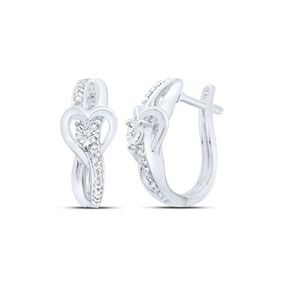 0,08 ctw natürlicher Diamant Unendlichkeit Herz Huggie Ohrringe 925 Sterlingsilber
