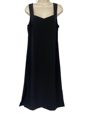 Boston Proper Dress Medium Black Square Neck Tank Long Midi Beyond Travel NEW