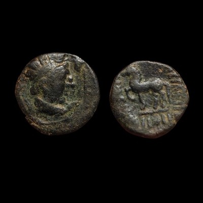 Indo Scythian Drachm Copper Coin 80 BC Bactria King Ancient Greek Era