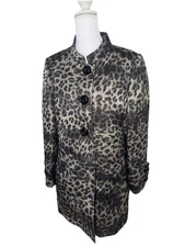Carlisle Women's Jacket Size 12 Animals Print Long Sleeve Button Up Blazer