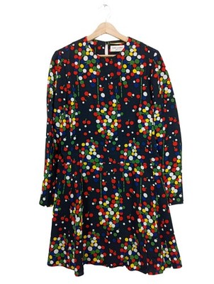 SAINT LAURENT Langarmkleid Damen Kleid Gr. DE 40 blau-grün-schwarz Elegant