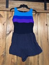 Vtg Le Cove Swimsuit W/ Built In Skirt Size 16W Black Blue One Piece Swimsuit
