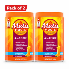Metamucil 4-in-1 Fiber Sugar-Free Supplement Orange 6.1 OZ 2 Pack 