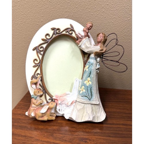 Roman Inc Photo Frame 3.5x5" Angel Holding Infant,  Bunnies