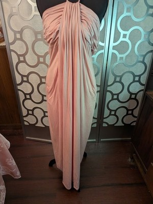 Nwt In Original Bag Pink Laura Halter Floor Length Dress