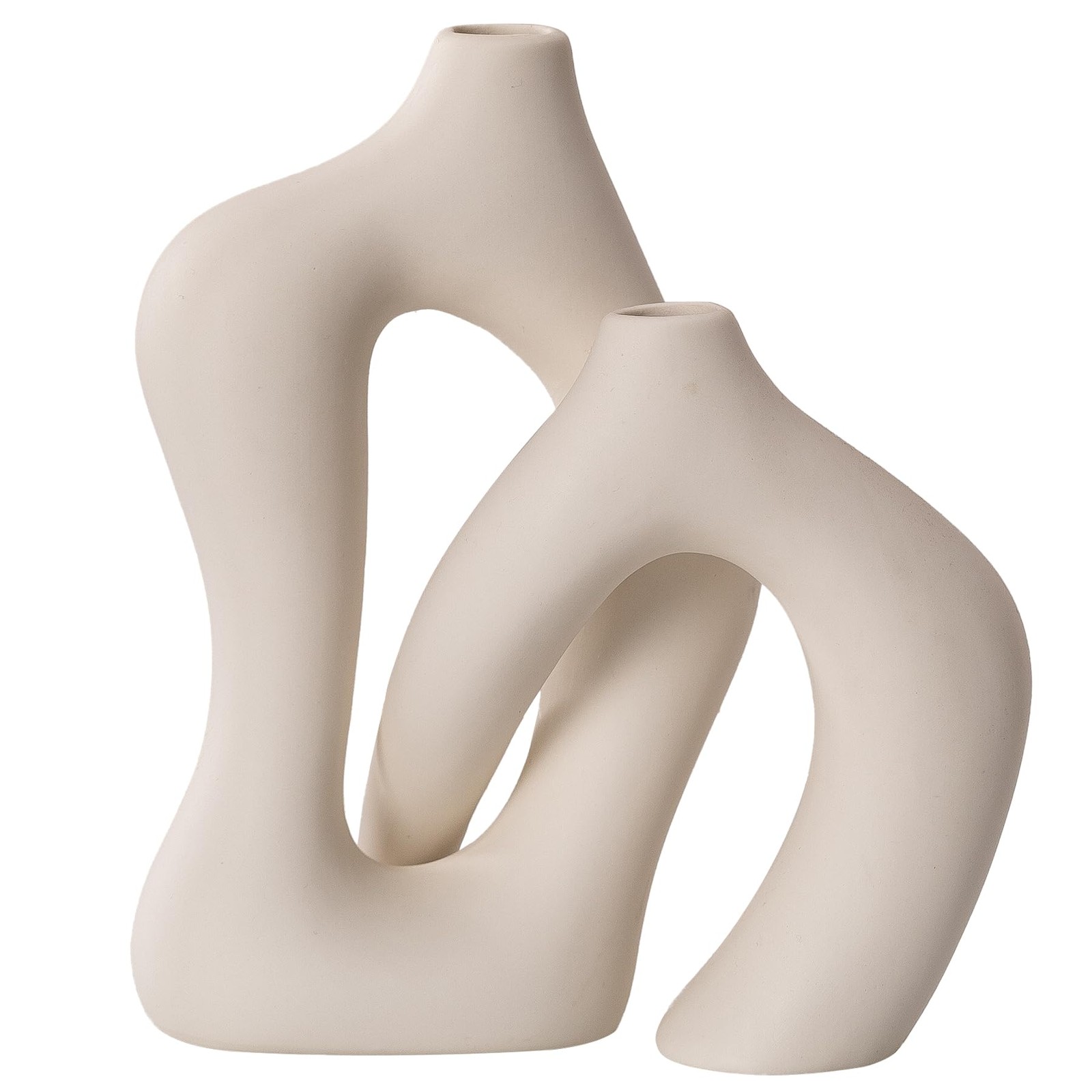 Ceramic Vase Set of 2, White Decorative Aesthetic Flower Vase for Home Décor ...
