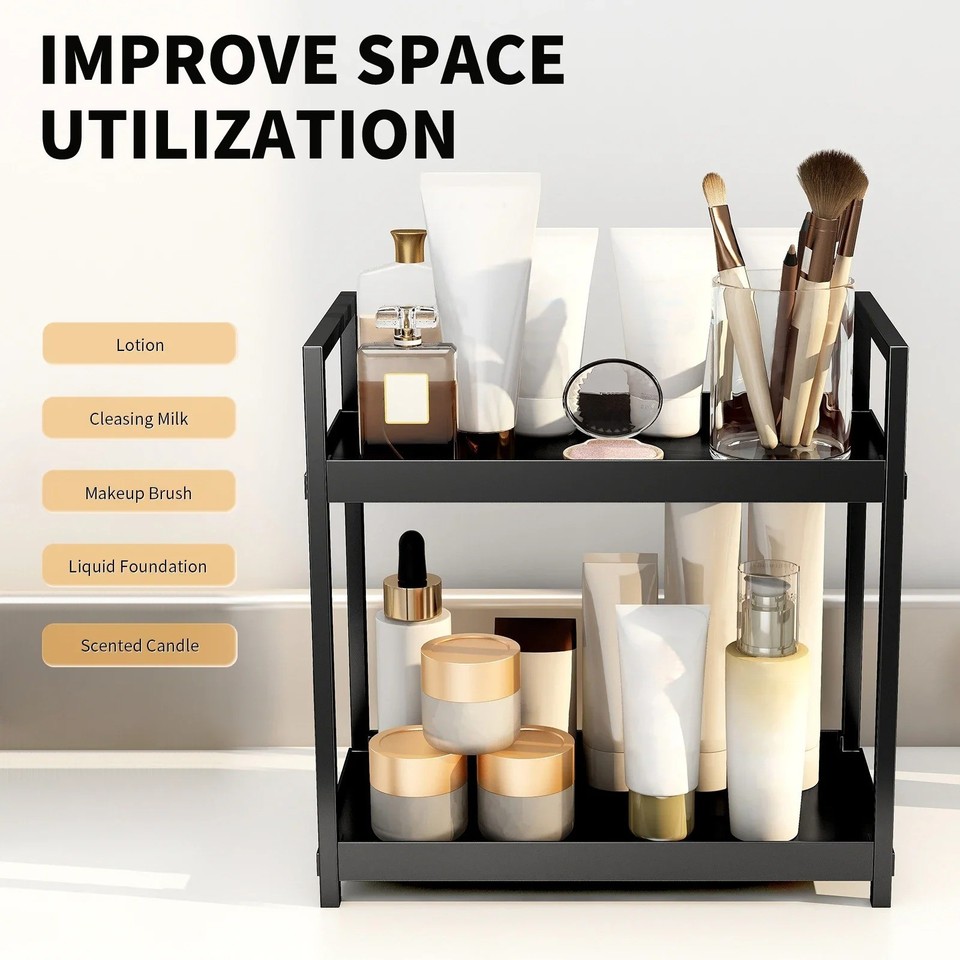Custom Racking Uk 2 Tier Desktop Storage Rack Cosmetic Makeup Office Desk Organiser | eBay UK