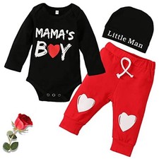 Baby Boy Valentines Day Outfit  New Round Neck Newborn My 1st 6-9 Months Red1