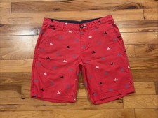 Columbia PFG Red Shorts Marlin Fish Print Embroidered Fishing Mens Size 34 x 10