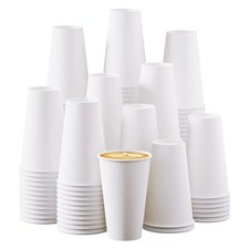 Turbo Bee Disposable Paper Coffee Cups 16oz, 210 Pack White Paper Cups,Dispos...