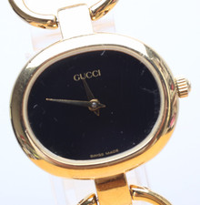 [EXC+5] Vintage Gucci 1600 Gold 26mm Black Dial Women's Quartz Watch JAPAN