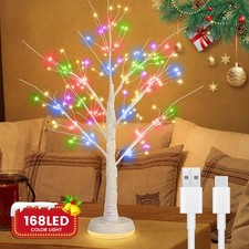 White/Colorful 168Led Faux Birch Tree Lights Flexible Branches USB Indoor Decor