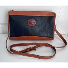 Vintage Dooney  Bourke Navy and Tan All Weather Cross Body Bag