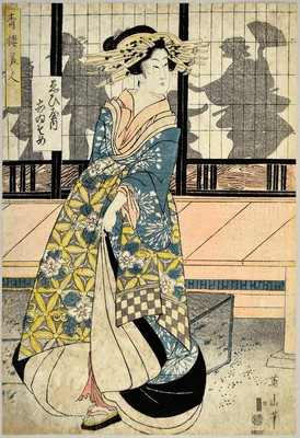Kikukawa Eizan, Bijin / Schönheit. (1820er Jahre). Signierter O-Farbholzschnitt.