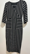 Boohoo Black and White Striped Dress Size 8