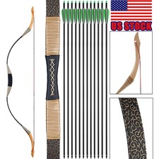 Archery 30-50lbs Traditional Recurve Bow Carbon Arrows Horsebow Target Hunting