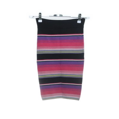 BCBG Max Azria, Rock, Größe: XXS, Schwarz/Mehrfarbig, Streifen, Damen #O8M