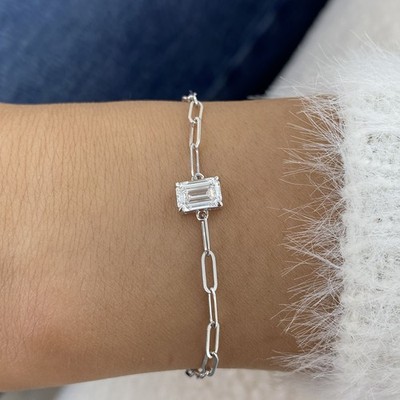 1.50CT DEF Natural Diamond Chain Link Bracelet For Easter Gift 14k White Gold