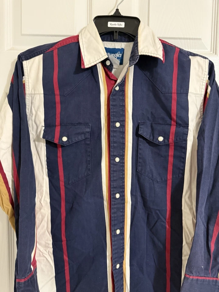 Wrangler Brushpopper Western Vintage Shirt Medium - Image 3 of 4