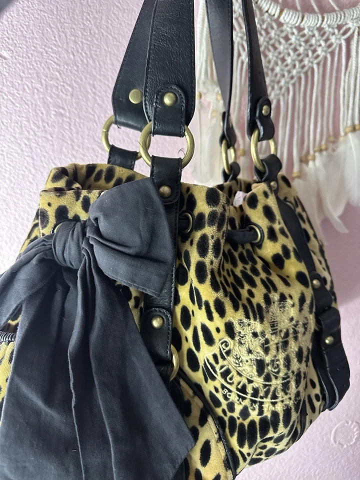 винтажный y2k juicy couture daydreamer наплечная сумка в леопардовый принт РЕДКАЯ - Изображение 2 из 4
