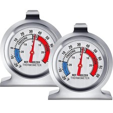 2 Pack Refrigerator Freezer Thermometer Large Dial Analog Thermometer
