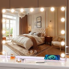 Hollywood Vanity Mirror LED Lights & Ports, Wall Mounting 58x48cm decor AU.